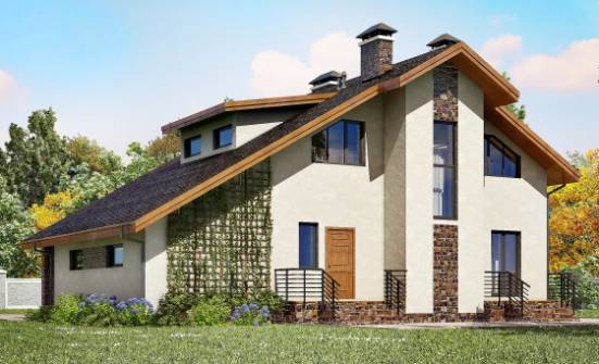 180-008-П Проект двухэтажного дома с мансардой, гараж, средний дом из арболита Майкоп | Проекты домов от House Expert