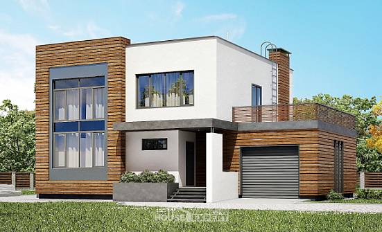 220-003-П Проект двухэтажного дома, гараж, уютный домик из пеноблока Майкоп | Проекты домов от House Expert