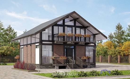 170-007-П Проект двухэтажного дома мансардный этаж, красивый загородный дом из бревен Майкоп | Проекты домов от House Expert