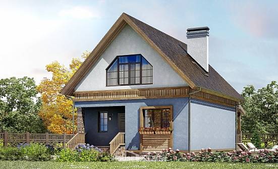130-003-Л Проект двухэтажного дома с мансардой, компактный загородный дом из арболита Майкоп | Проекты домов от House Expert