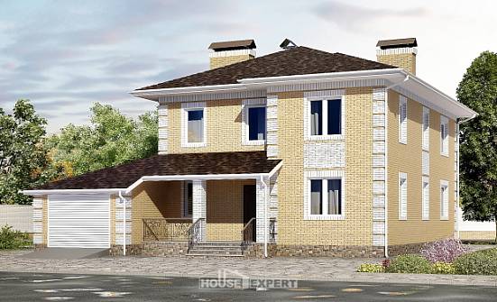 220-006-Л Проект двухэтажного дома и гаражом, просторный коттедж из блока Майкоп | Проекты домов от House Expert