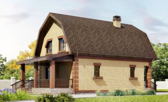 130-005-Л Проект двухэтажного дома мансардой, компактный загородный дом из бризолита Майкоп | Проекты домов от House Expert