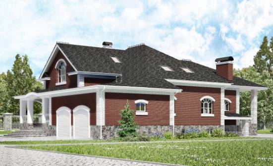 600-001-П Проект трехэтажного дома с мансардой и гаражом, классический домик из твинблока Майкоп | Проекты домов от House Expert