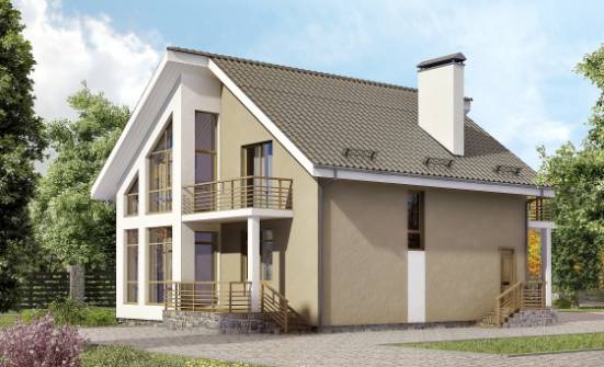 170-006-Л Проект двухэтажного дома с мансардой, красивый домик из пеноблока Майкоп | Проекты домов от House Expert