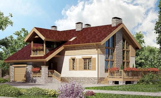 165-002-П Проект двухэтажного дома мансардой, гараж, уютный домик из бризолита Майкоп | Проекты домов от House Expert