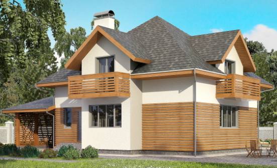 155-004-П Проект двухэтажного дома мансардный этаж, гараж, простой коттедж из газобетона Майкоп | Проекты домов от House Expert