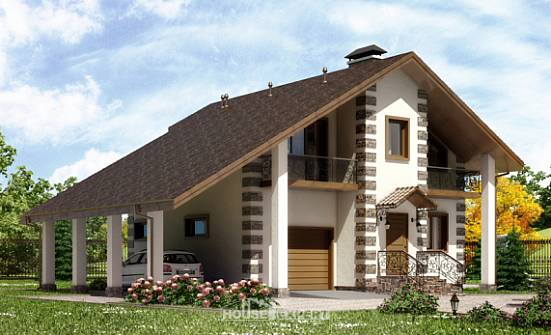 150-003-Л Проект двухэтажного дома с мансардой, гараж, скромный коттедж из дерева Майкоп | Проекты домов от House Expert