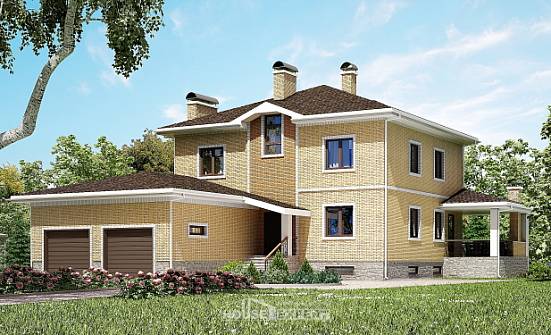 350-002-Л Проект трехэтажного дома и гаражом, огромный дом из кирпича Майкоп | Проекты домов от House Expert