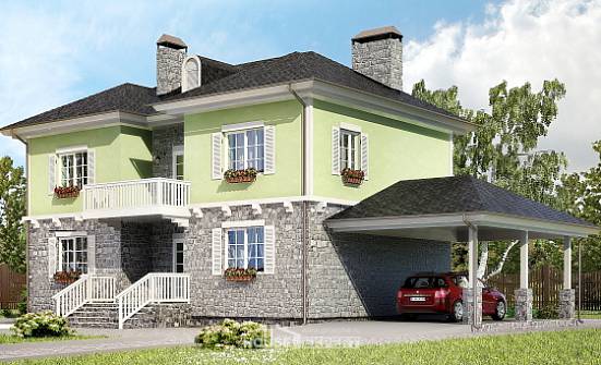 155-006-П Проект двухэтажного дома и гаражом, красивый коттедж из газосиликатных блоков Майкоп | Проекты домов от House Expert