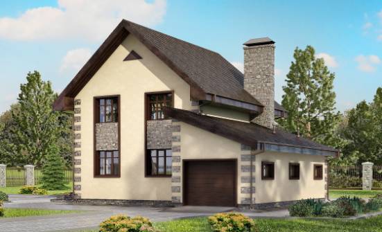 160-004-П Проект двухэтажного дома и гаражом, уютный загородный дом из блока Майкоп | Проекты домов от House Expert