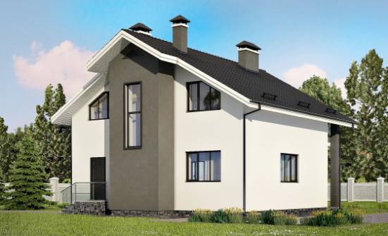 150-005-Л Проект двухэтажного дома с мансардой, скромный домик из поризованных блоков Майкоп | Проекты домов от House Expert