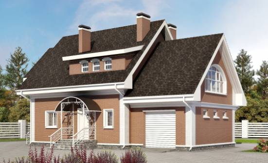 185-003-П Проект двухэтажного дома с мансардой и гаражом, классический коттедж из теплоблока Майкоп | Проекты домов от House Expert