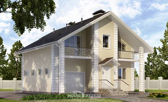 150-002-Л Проект двухэтажного дома мансардный этаж, гараж, компактный коттедж из бризолита Майкоп | Проекты домов от House Expert