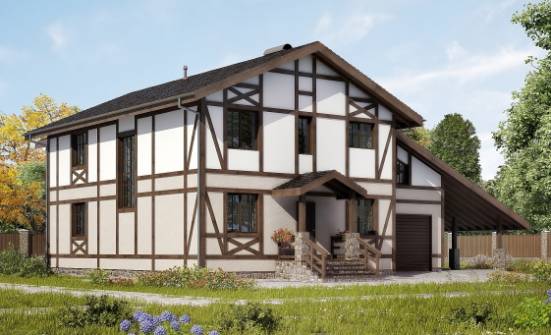 250-002-П Проект двухэтажного дома с мансардным этажом, гараж, простой дом из кирпича Майкоп | Проекты домов от House Expert