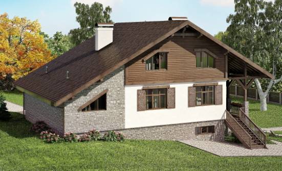 300-003-П Проект трехэтажного дома мансардой и гаражом, классический загородный дом из кирпича Майкоп | Проекты домов от House Expert