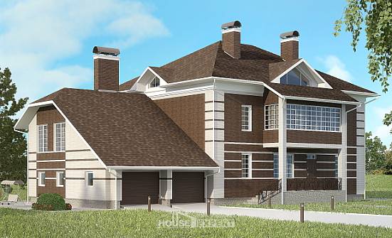 505-002-Л Проект трехэтажного дома и гаражом, просторный домик из кирпича Майкоп | Проекты домов от House Expert