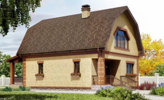 130-005-Л Проект двухэтажного дома мансардой, компактный загородный дом из бризолита Майкоп | Проекты домов от House Expert