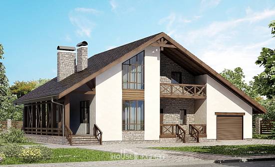265-001-П Проект двухэтажного дома мансардой, гараж, большой загородный дом из бризолита Майкоп | Проекты домов от House Expert