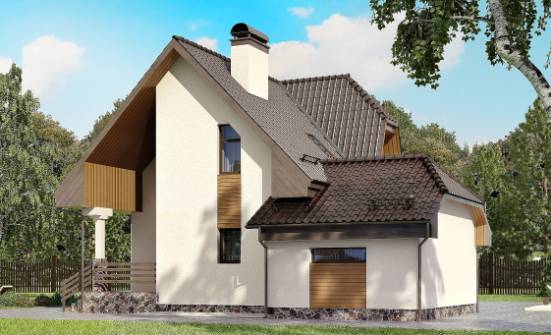 150-001-Л Проект двухэтажного дома с мансардой, гараж, уютный домик из теплоблока Майкоп | Проекты домов от House Expert