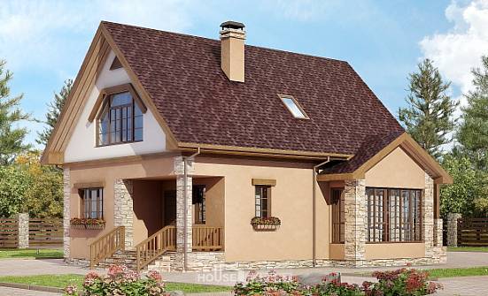 140-002-П Проект двухэтажного дома мансардой, небольшой коттедж из газосиликатных блоков Майкоп | Проекты домов от House Expert