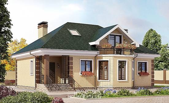 150-013-Л Проект двухэтажного дома с мансардой, простой дом из кирпича Майкоп | Проекты домов от House Expert
