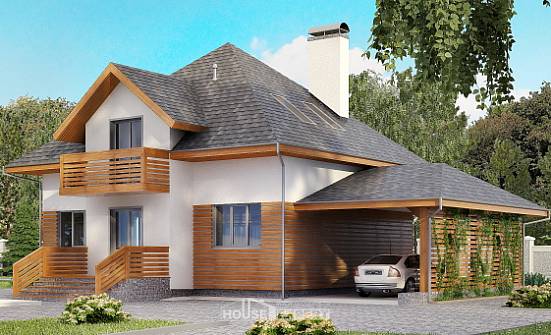 155-004-П Проект двухэтажного дома мансардный этаж, гараж, простой коттедж из газобетона Майкоп | Проекты домов от House Expert