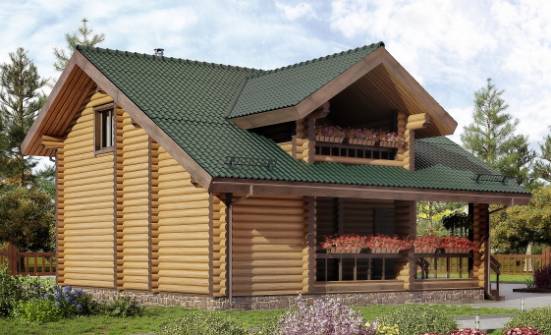 110-005-П Проект двухэтажного дома с мансардой, небольшой домик из бревен Майкоп | Проекты домов от House Expert