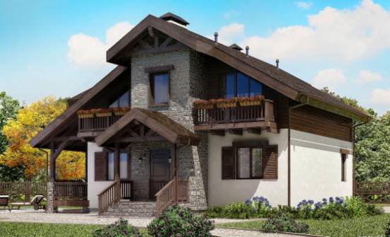 150-004-Л Проект двухэтажного дома с мансардой, бюджетный коттедж из арболита Майкоп | Проекты домов от House Expert