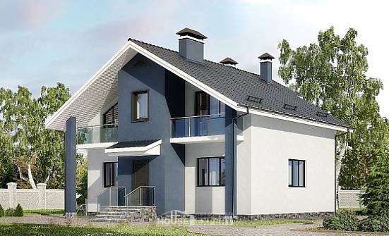 150-005-П Проект двухэтажного дома с мансардным этажом, классический коттедж из газобетона Майкоп | Проекты домов от House Expert
