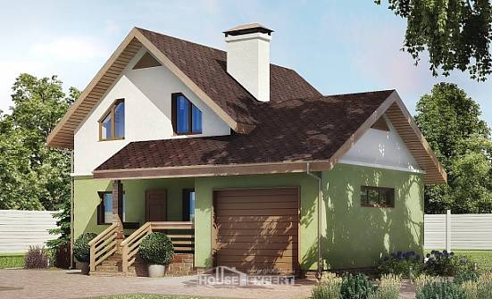 120-002-П Проект двухэтажного дома с мансардным этажом и гаражом, доступный коттедж из пеноблока Майкоп | Проекты домов от House Expert