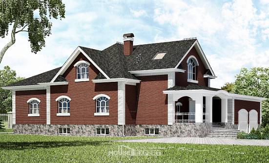 600-001-П Проект трехэтажного дома с мансардой и гаражом, классический домик из твинблока Майкоп | Проекты домов от House Expert