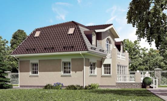 210-001-Л Проект двухэтажного дома с мансардой, классический коттедж из поризованных блоков Майкоп | Проекты домов от House Expert