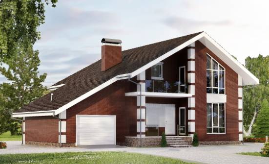 180-001-Л Проект двухэтажного дома с мансардой и гаражом, экономичный загородный дом из поризованных блоков Майкоп | Проекты домов от House Expert