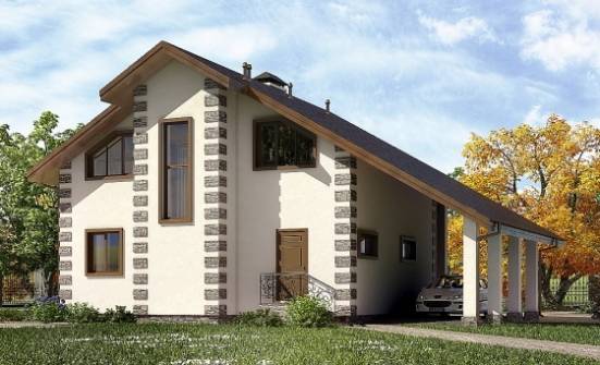 150-003-Л Проект двухэтажного дома с мансардой, гараж, скромный коттедж из дерева Майкоп | Проекты домов от House Expert