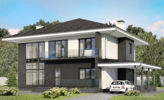 245-002-П Проект двухэтажного дома, гараж, классический домик из газобетона Майкоп | Проекты домов от House Expert