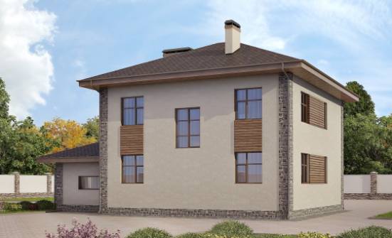 185-004-П Проект двухэтажного дома и гаражом, средний загородный дом из блока Майкоп | Проекты домов от House Expert