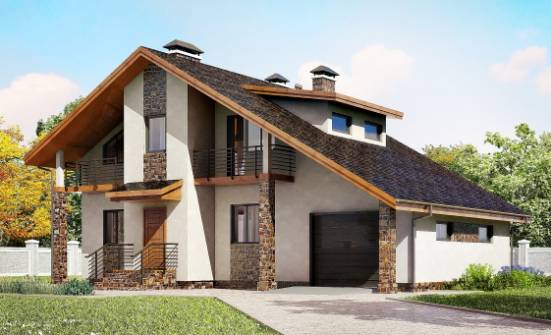 180-008-П Проект двухэтажного дома с мансардой, гараж, средний дом из арболита Майкоп | Проекты домов от House Expert