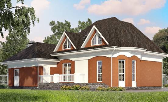 180-007-П Проект двухэтажного дома с мансардой, гараж, простой домик из газобетона Майкоп | Проекты домов от House Expert