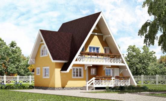 155-008-П Проект двухэтажного дома мансардой, бюджетный домик из дерева Майкоп | Проекты домов от House Expert