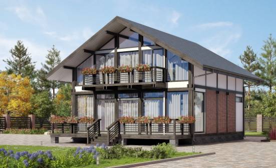 170-007-П Проект двухэтажного дома мансардный этаж, красивый загородный дом из бревен Майкоп | Проекты домов от House Expert