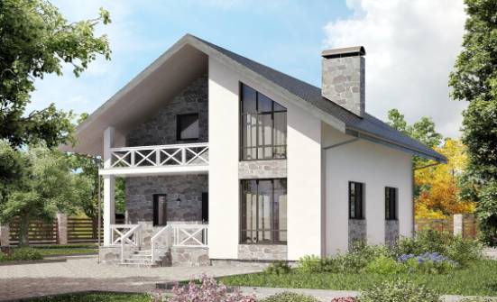 155-001-Л Проект двухэтажного дома мансардой, гараж, уютный домик из арболита Майкоп | Проекты домов от House Expert