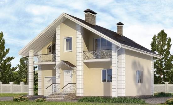 150-002-Л Проект двухэтажного дома мансардный этаж, гараж, компактный коттедж из бризолита Майкоп | Проекты домов от House Expert