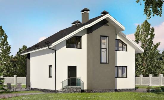 150-005-Л Проект двухэтажного дома с мансардой, скромный домик из поризованных блоков Майкоп | Проекты домов от House Expert