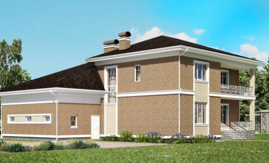 335-002-П Проект двухэтажного дома, гараж, современный загородный дом из кирпича Майкоп | Проекты домов от House Expert