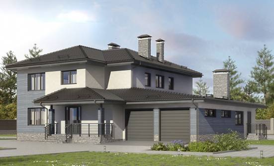 340-005-П Проект двухэтажного дома и гаражом, большой загородный дом из газобетона Майкоп | Проекты домов от House Expert
