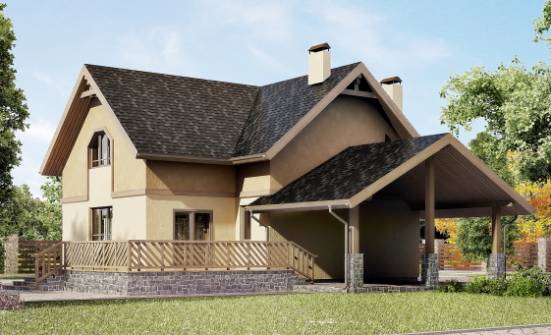 150-011-Л Проект двухэтажного дома мансардой, гараж, доступный дом из блока Майкоп | Проекты домов от House Expert