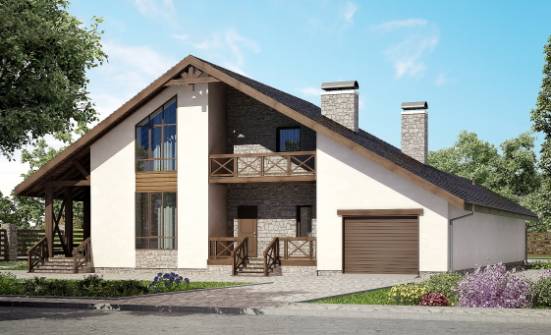 265-001-П Проект двухэтажного дома мансардой, гараж, большой загородный дом из бризолита Майкоп | Проекты домов от House Expert
