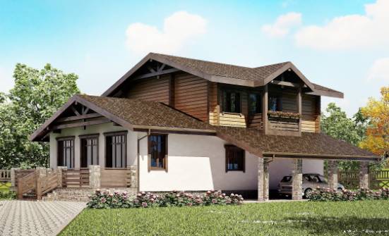 170-004-Л Проект двухэтажного дома с мансардой и гаражом, бюджетный загородный дом из блока из дерева Майкоп | Проекты домов от House Expert