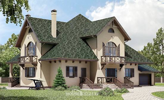 350-001-П Проект двухэтажного дома с мансардой, гараж, огромный загородный дом из пеноблока Майкоп | Проекты домов от House Expert