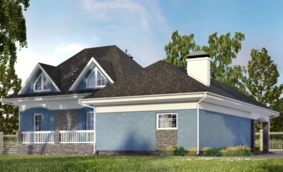 180-007-Л Проект двухэтажного дома с мансардой и гаражом, бюджетный домик из блока Майкоп | Проекты домов от House Expert